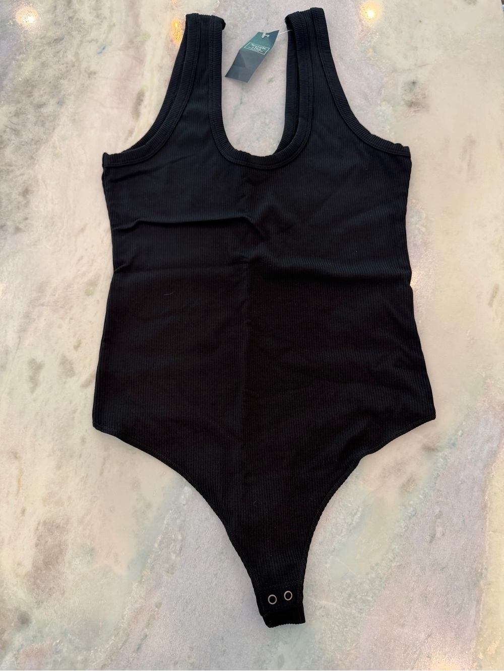 Abercrombie & Fitch Black Ribbed Tank-Style Bodysuit